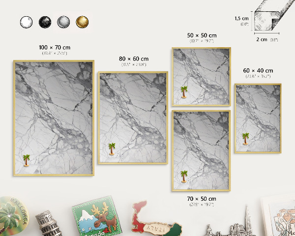 Pizarra magnética de pared en color oro Elegancia del mármol