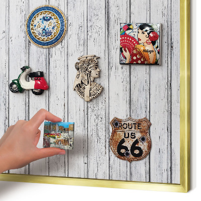 Pizarra magnética de pared en color oro Madera clara