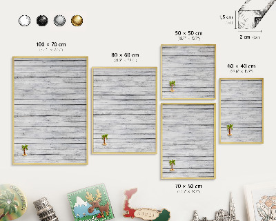 Pizarra magnética de pared en color oro Madera clara