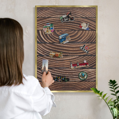 Tablero para imanes decorativo con marco dorado Estructura de madera