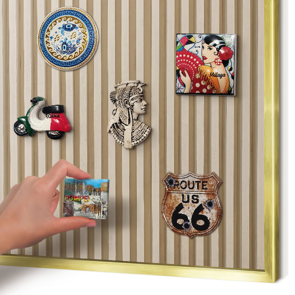 Tablero para imanes decorativo con marco dorado Listones de madera