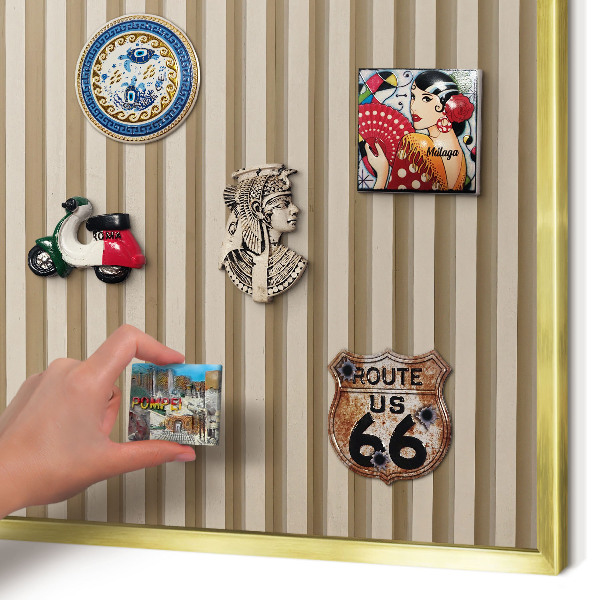 Tablero para imanes decorativo con marco dorado Listones de madera