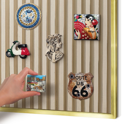 Tablero para imanes decorativo con marco dorado Listones de madera