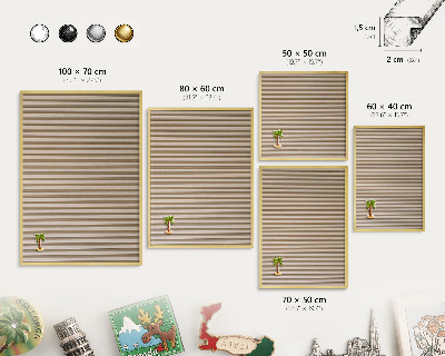 Tablero para imanes decorativo con marco dorado Listones de madera