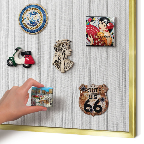 Tablero para imanes decorativo con marco dorado Rayas minimalistas
