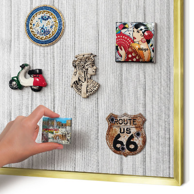 Tablero para imanes decorativo con marco dorado Rayas minimalistas
