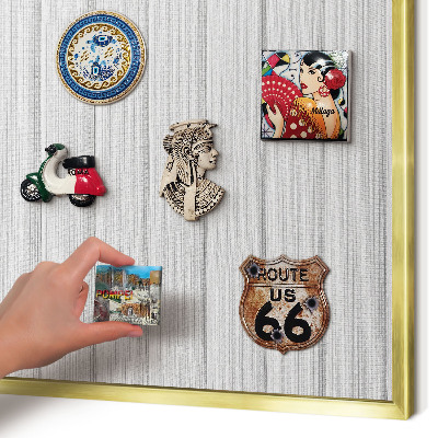 Tablero para imanes decorativo con marco dorado Rayas minimalistas