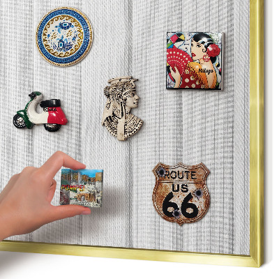 Tablero para imanes decorativo con marco dorado Rayas minimalistas