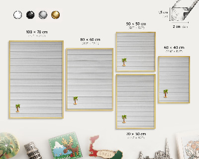 Tablero para imanes decorativo con marco dorado Rayas minimalistas