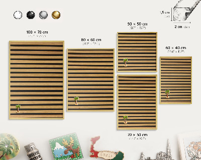 Pizarra magnética de pared en color oro Ritmos de madera