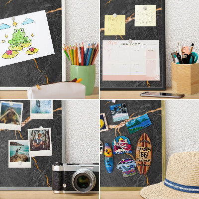 Tablero para imanes decorativo con marco dorado Cintas de mármol