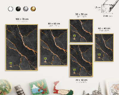 Tablero para imanes decorativo con marco dorado Cintas de mármol