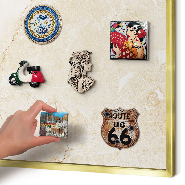 Tablero para imanes decorativo con marco dorado Mármol delicado