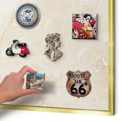 Tablero para imanes decorativo con marco dorado Mármol delicado