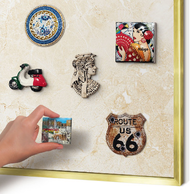 Tablero para imanes decorativo con marco dorado Mármol delicado