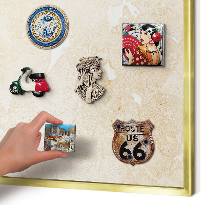 Tablero para imanes decorativo con marco dorado Mármol delicado