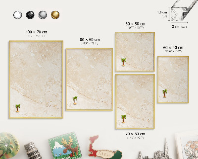 Tablero para imanes decorativo con marco dorado Mármol delicado