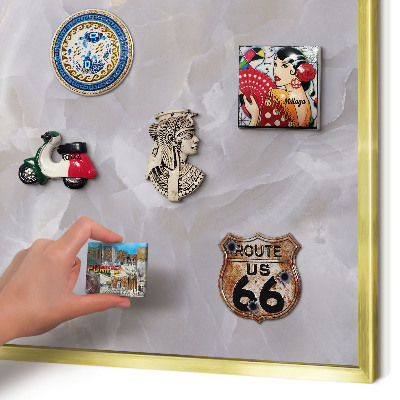 Tablero para imanes decorativo con marco dorado Elegancia gris
