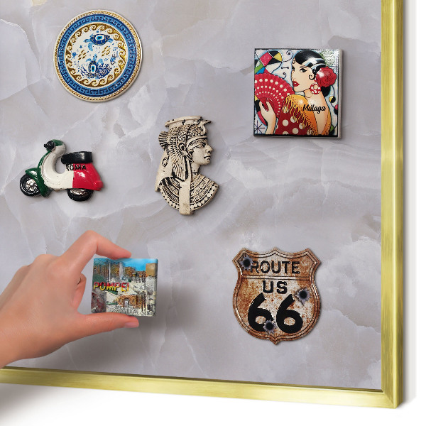 Tablero para imanes decorativo con marco dorado Elegancia gris