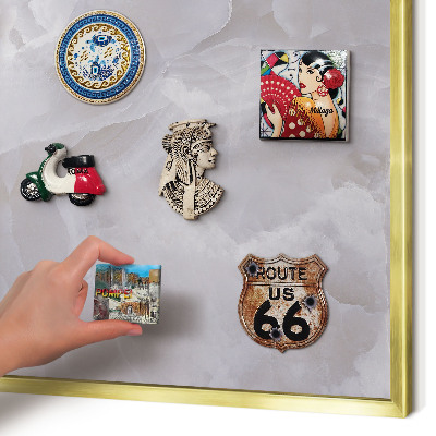 Tablero para imanes decorativo con marco dorado Elegancia gris
