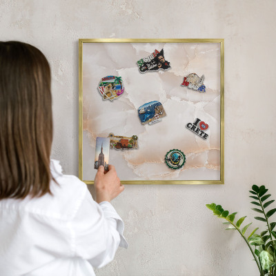 Pizarra magnética de pared en color oro Ondas sutiles