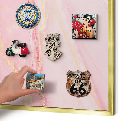 Tablero para imanes decorativo con marco dorado Elegancia rosa