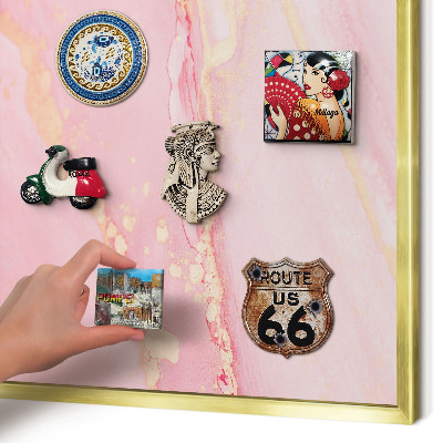 Tablero para imanes decorativo con marco dorado Elegancia rosa