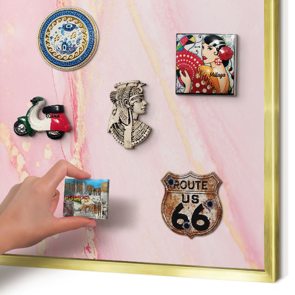 Tablero para imanes decorativo con marco dorado Elegancia rosa