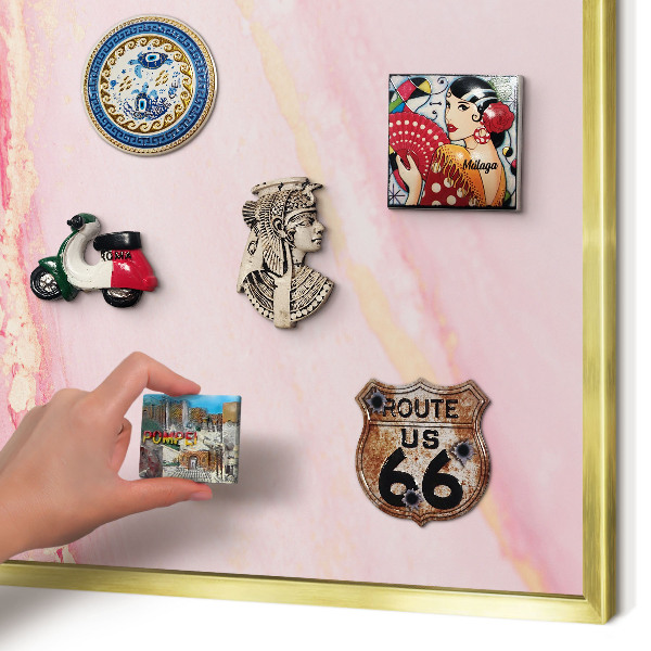 Tablero para imanes decorativo con marco dorado Elegancia rosa