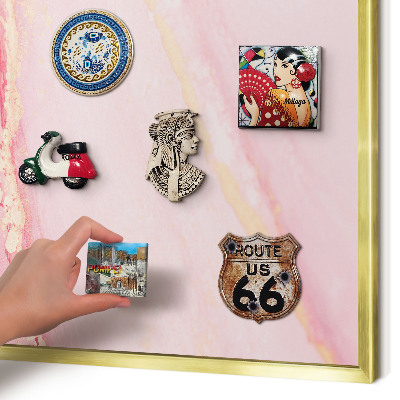 Tablero para imanes decorativo con marco dorado Elegancia rosa