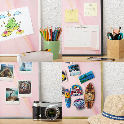 Tablero para imanes decorativo con marco dorado Elegancia rosa