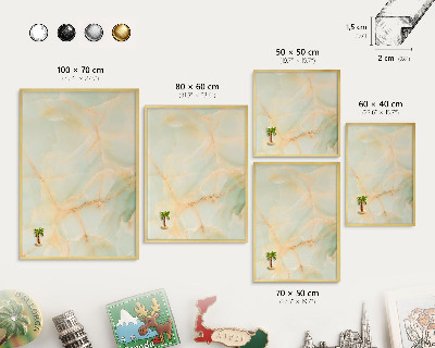Pizarra magnética de pared en color oro Elegancia del mármol