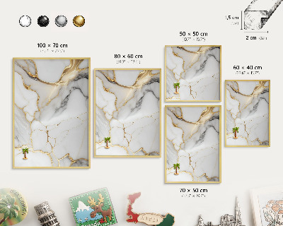 Tablero para imanes decorativo con marco dorado Mármol abstracto