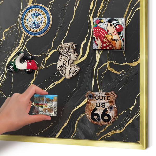 Tablero para imanes decorativo con marco dorado Ondas lujosas