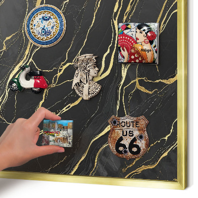 Tablero para imanes decorativo con marco dorado Ondas lujosas
