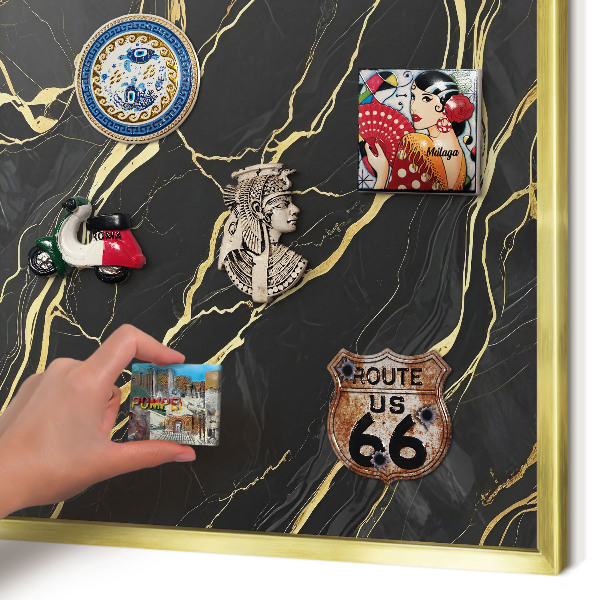 Tablero para imanes decorativo con marco dorado Ondas lujosas