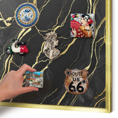 Tablero para imanes decorativo con marco dorado Ondas lujosas