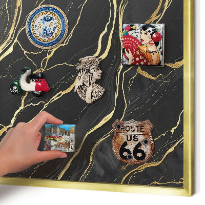 Tablero para imanes decorativo con marco dorado Ondas lujosas