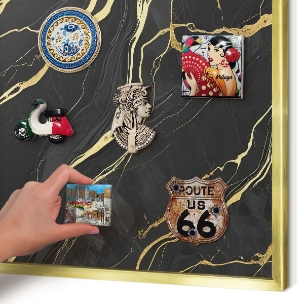 Tablero para imanes decorativo con marco dorado Ondas lujosas