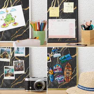 Tablero para imanes decorativo con marco dorado Ondas lujosas