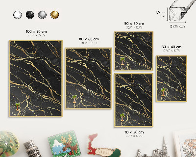 Tablero para imanes decorativo con marco dorado Ondas lujosas