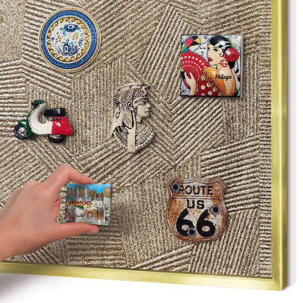 Tablero para imanes decorativo con marco dorado Patrón geométrico