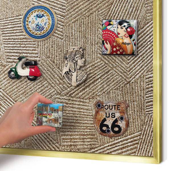Tablero para imanes decorativo con marco dorado Patrón geométrico