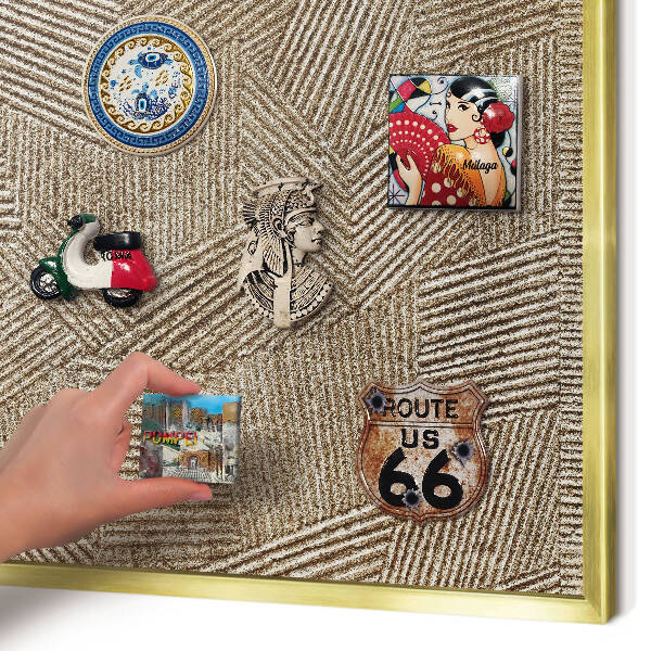 Tablero para imanes decorativo con marco dorado Patrón geométrico