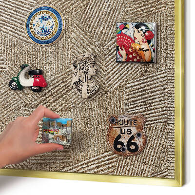 Tablero para imanes decorativo con marco dorado Patrón geométrico