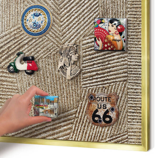 Tablero para imanes decorativo con marco dorado Patrón geométrico
