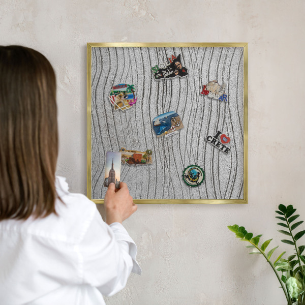 Pizarra magnética de pared en color oro Ondas grises