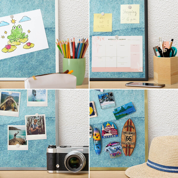 Tablero para imanes decorativo con marco dorado Olas azules