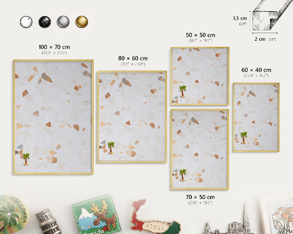Pizarra magnética de pared en color oro Mosaico cálido