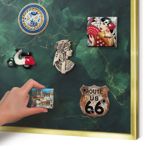 Tablero para imanes decorativo con marco dorado Profundidad verde